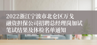 2022浙江宁波市北仑区万戈融资担保公司招聘总经理岗加试笔试结果及体检名单通知