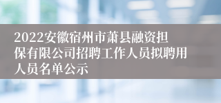 2022安徽宿州市萧县融资担保有限公司招聘工作人员拟聘用人员名单公示