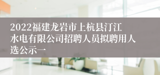 2022福建龙岩市上杭县汀江水电有限公司招聘人员拟聘用人选公示一