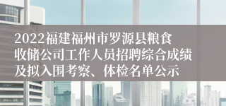 2022福建福州市罗源县粮食收储公司工作人员招聘综合成绩及拟入围考察、体检名单公示