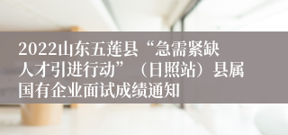 2022山东五莲县“急需紧缺人才引进行动”（日照站）县属国有企业面试成绩通知