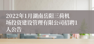 2022年1月湖南岳阳三荷机场投资建设管理有限公司招聘1人公告