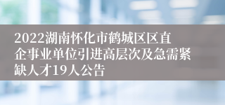 2022湖南怀化市鹤城区区直企事业单位引进高层次及急需紧缺人才19人公告