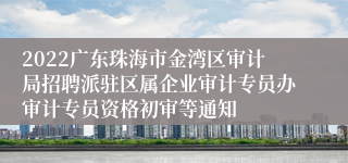 2022广东珠海市金湾区审计局招聘派驻区属企业审计专员办审计专员资格初审等通知