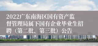 2022广东南海区国有资产监督管理局属下国有企业毕业生招聘（第二批、第三批）公告