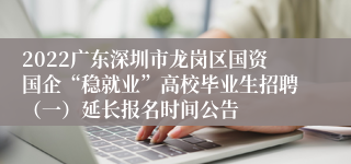 2022广东深圳市龙岗区国资国企“稳就业”高校毕业生招聘（一）延长报名时间公告