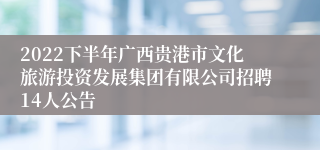 2022下半年广西贵港市文化旅游投资发展集团有限公司招聘14人公告