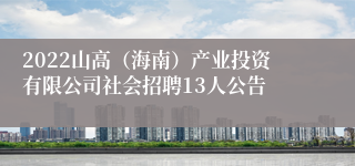 2022山高（海南）产业投资有限公司社会招聘13人公告