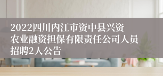 2022四川内江市资中县兴资农业融资担保有限责任公司人员招聘2人公告