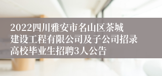 2022四川雅安市名山区茶城建设工程有限公司及子公司招录高校毕业生招聘3人公告