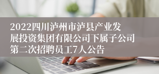 2022四川泸州市泸县产业发展投资集团有限公司下属子公司第二次招聘员工7人公告