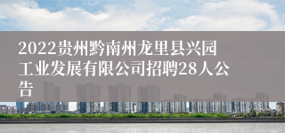 2022贵州黔南州龙里县兴园工业发展有限公司招聘28人公告