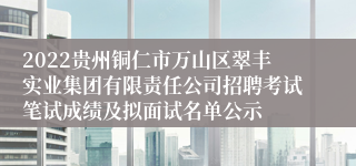 2022贵州铜仁市万山区翠丰实业集团有限责任公司招聘考试笔试成绩及拟面试名单公示