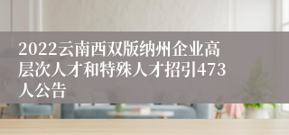 2022云南西双版纳州企业高层次人才和特殊人才招引473人公告