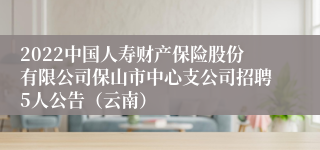 2022中国人寿财产保险股份有限公司保山市中心支公司招聘5人公告（云南）