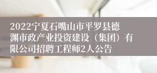 2022宁夏石嘴山市平罗县德渊市政产业投资建设（集团）有限公司招聘工程师2人公告