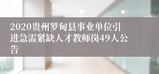 2020贵州罗甸县事业单位引进急需紧缺人才教师岗49人公告