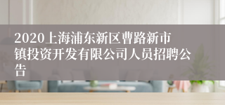 2020上海浦东新区曹路新市镇投资开发有限公司人员招聘公告