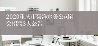 2020重庆市豪洋水务公司社会招聘3人公告