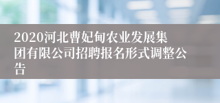 2020河北曹妃甸农业发展集团有限公司招聘报名形式调整公告