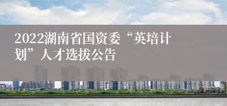 2022湖南省国资委“英培计划”人才选拔公告