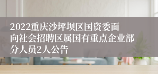 2022重庆沙坪坝区国资委面向社会招聘区属国有重点企业部分人员2人公告