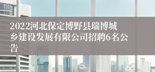 2022河北保定博野县瑞博城乡建设发展有限公司招聘6名公告