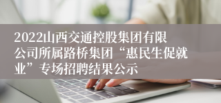 2022山西交通控股集团有限公司所属路桥集团“惠民生促就业”专场招聘结果公示