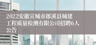 2022安徽宣城市郎溪县城建工程质量检测有限公司招聘6人公告