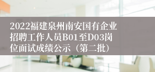 2022福建泉州南安国有企业招聘工作人员B01至D03岗位面试成绩公示（第二批）