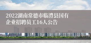 2022湖南常德市临澧县国有企业招聘员工16人公告