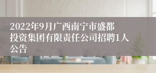 2022年9月广西南宁市盛都投资集团有限责任公司招聘1人公告