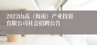 2022山高（海南）产业投资有限公司社会招聘公告