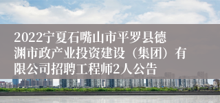 2022宁夏石嘴山市平罗县德渊市政产业投资建设（集团）有限公司招聘工程师2人公告