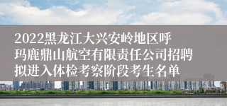 2022黑龙江大兴安岭地区呼玛鹿鼎山航空有限责任公司招聘拟进入体检考察阶段考生名单