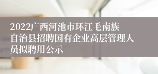 2022广西河池市环江毛南族自治县招聘国有企业高层管理人员拟聘用公示