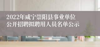 2022年咸宁崇阳县事业单位公开招聘拟聘用人员名单公示
