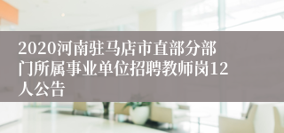 2020河南驻马店市直部分部门所属事业单位招聘教师岗12人公告