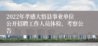 2022年孝感大悟县事业单位公开招聘工作人员体检、考察公告