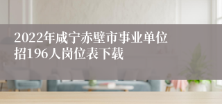 2022年咸宁赤壁市事业单位招196人岗位表下载