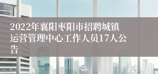 2022年襄阳枣阳市招聘城镇运营管理中心工作人员17人公告