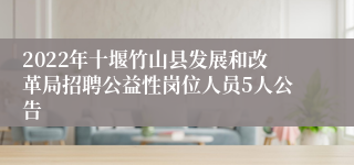 2022年十堰竹山县发展和改革局招聘公益性岗位人员5人公告