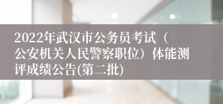 2022年武汉市公务员考试（公安机关人民警察职位）体能测评成绩公告(第二批)