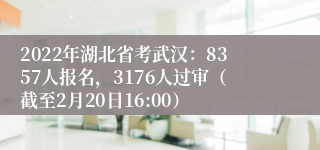 2022年湖北省考武汉：8357人报名，3176人过审（截至2月20日16:00）