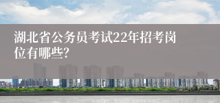 湖北省公务员考试22年招考岗位有哪些？