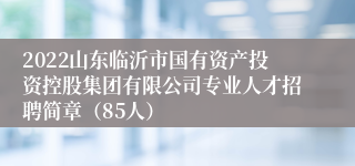 2022山东临沂市国有资产投资控股集团有限公司专业人才招聘简章（85人）