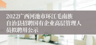 2022广西河池市环江毛南族自治县招聘国有企业高层管理人员拟聘用公示