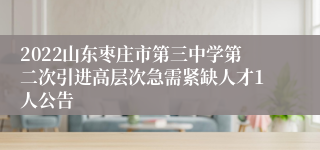 2022山东枣庄市第三中学第二次引进高层次急需紧缺人才1人公告