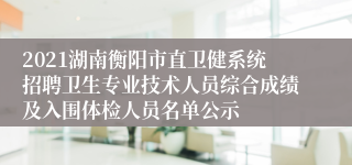 2021湖南衡阳市直卫健系统招聘卫生专业技术人员综合成绩及入围体检人员名单公示