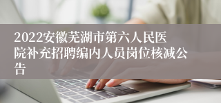 2022安徽芜湖市第六人民医院补充招聘编内人员岗位核减公告